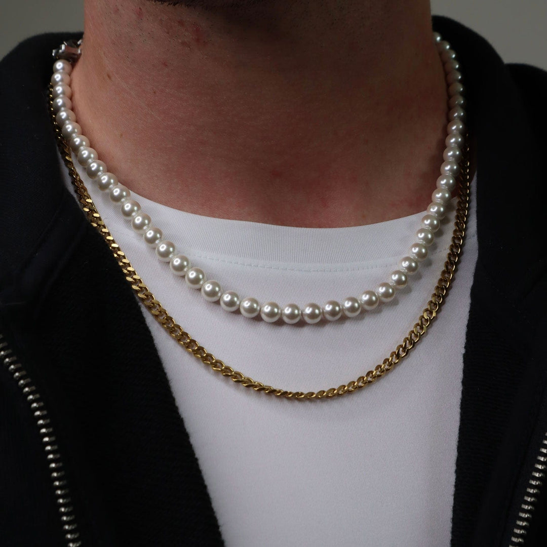 Pearls + 4mm Cuban Stack | Premium Necklace | GASPER.CO