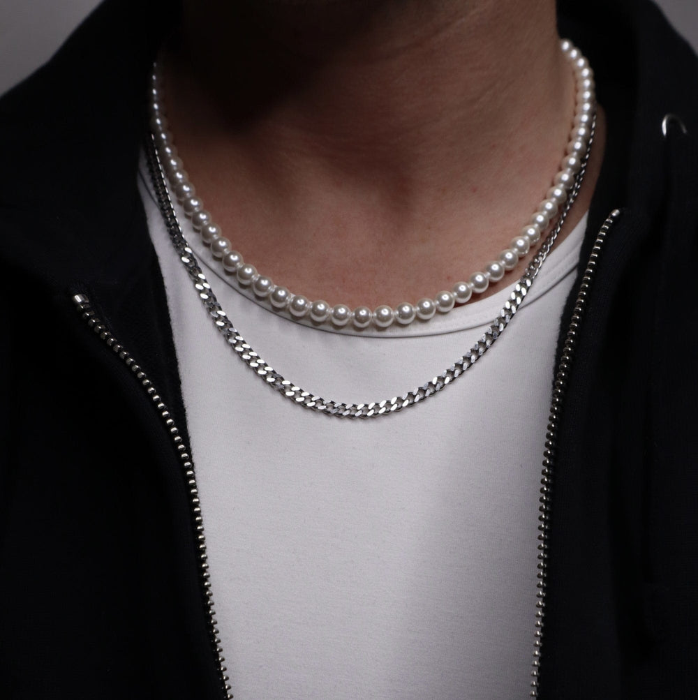 Pearls + 4mm Cuban Stack | Premium Necklace | GASPER.CO